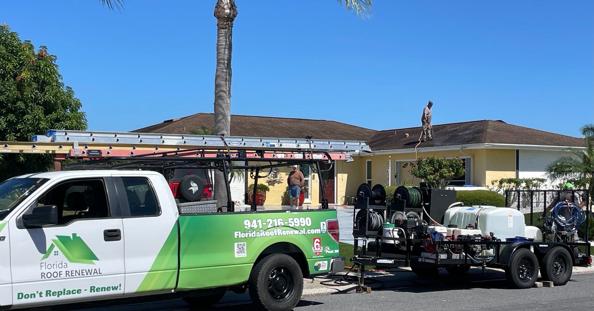 Florida Roof Renewal team performing residential roof assessment