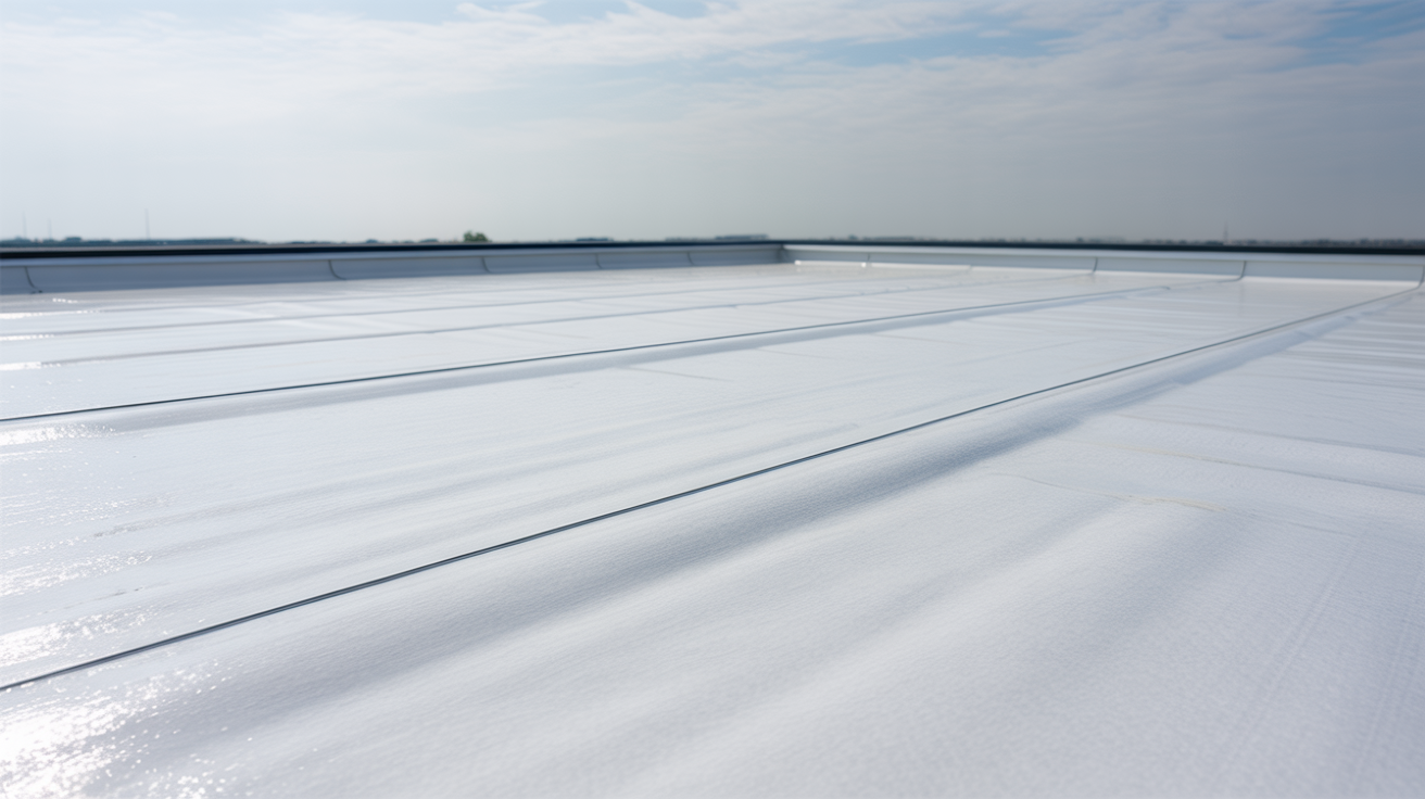 Flat TPO membrane roof texture close-up